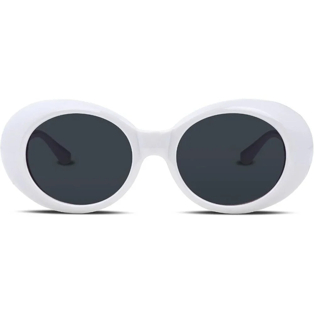 White Oval Clout Goggles UV400 Protection Fashion Sunglasses for Women Men